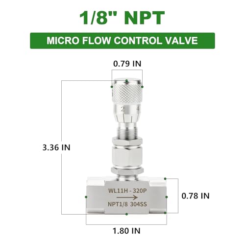 TAISHER 1PCS 304 Stainless Steel Reduce Port 3mm Needle Valve 1/8" NPT Female，Accurate Dials For Micro Flow Control Instrument Gauge Water Gas Oil by TAISHER - Image 2
