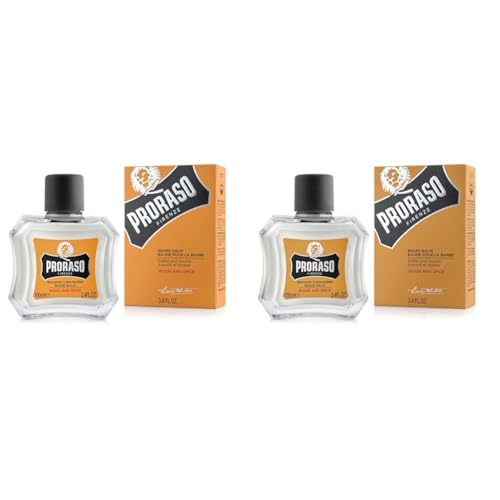 Proraso Bálsamo barba, Wood and Spice, 100 ml, bálsamo barba hombre suavizante anti irritaciones, bálsamo para cuidado facial hombre (Paquete de 2)