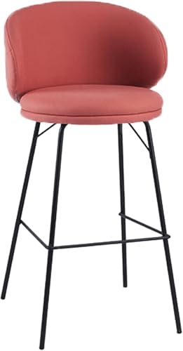 LLSHQ Bar Stool Fixed Height Kitchen Island Chair Counter Bar-Stool Upholstered High with Back and Footrest Farmhouse Chairs(B,65cm)