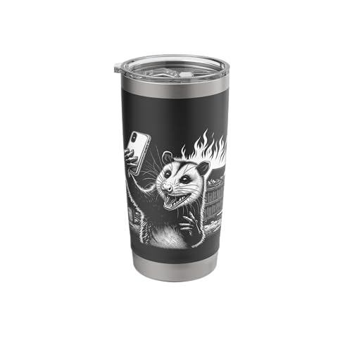 Opossum Funny Dumpster Fire Selfie Meme Possum Graphic Stainless Steel Insulated Tumbler