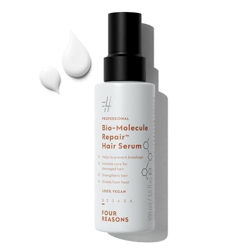 Image of FOUR REASONS Bio-Molecule Repair Hydrating Serum - Bond Repair & Anti-Frizz Serum for Frizzy, Dry, or Damaged Hair - Lightweight Hair Oil with Heat Protectant - Vegan & Cruelty Free, 3.4 Fl Oz