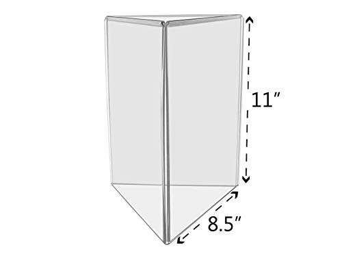 Sign Holder 3 Panel Triangle Shape Table Tent Each Side Holds 8.5