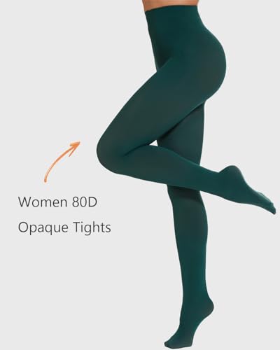Image of DUCMODA Womens 80 Denier Opaque Tights, Women's Soft Solid Color Footed Pantyhose, High Waist Stocking with 30+ Colors