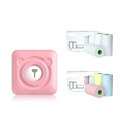 Image of Thermal Photo Printer Wireless Portable Label Maker Barcode Sticker(Pink 6 Paper)