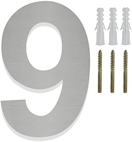 Fitous 8 inch Floating Mount Shadow House Address Number For Outside or Inside, Sliver Stainless Steel Metal Modern House Numbers For Front Home Door,Warehouse Maximum Rust Protection Big Size House Numbers Sliver 9