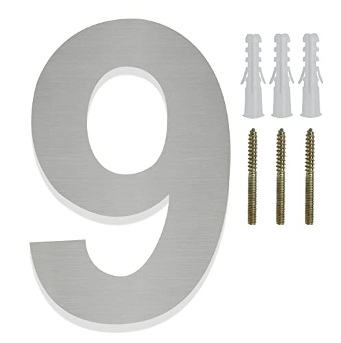 Fitous 8 Inch Floating Mount Shadow House Address Number For Outside Or Inside, Sliver Stainless Steel Metal Modern House Numbers For Front Home Door,Warehouse Maximum Rust Protection Big Size House Numbers Sliver 9 #TOP3