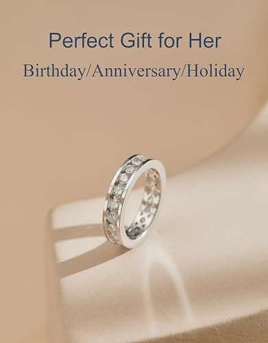 Moissanite Eternity Ring for Women 2cttw D Color 925 Sterling Silver Wedding Band Rings for Women4