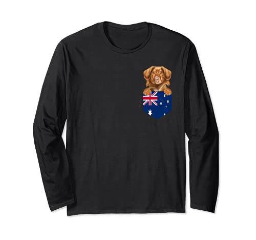 Australia Flag Duck Tolling Retrievers Dog In Pocket Long Sleeve T-Shirt, Black