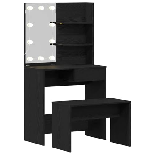 Tocador LED roble negro para ordenar dormitorios pequeños sin perder estilo 6