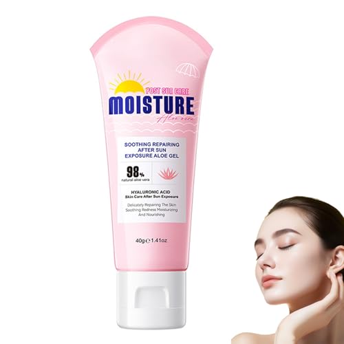 Crema facial de aloe vera, 40 g calmante gel de aloe vera crema hidratante natural para la cara, cuerpo y manos, crema hidratante natural calmante y nutritiva para la piel seca