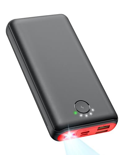 DAOLOT Portable Charger Power Bank 30000mAh USB C 22.5W Fast Charging External Battery Pack PD QC4.0 with Flashlight 3 Outputs & 2 Inputs Battery Bank for iPhone Samsung Galaxy iPad etc (Red)