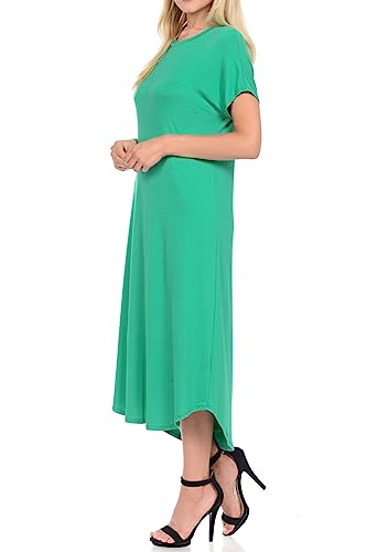 Image of iconic luxe Women's A Line Short Sleeve T Shirt Midi Dress Summer Casual