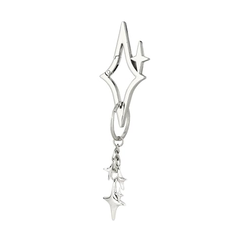 Misovela Stars Carabiner Clips Cute Cool Y2K Belt Loop Keychains Key Ring for Handbag Backpack Key Buckle (Star Carabiner with Star Keychains)
