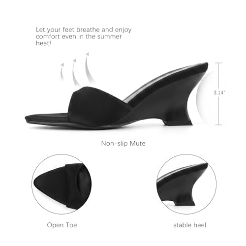 Image of QIV Leopard Kitten Heels Pointed Toe Mule Heels for Women Open Toe Kitten Heel for Party Dressy Wedding