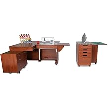 Kangaroo Sewing Furniture Kangaroo & Joey Sewing Cabinet with Kiwi Storage Caddy - Teak