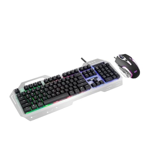 Dyazo Metal Gaming Keyboard & Mouse Combo RGB Static Light| 12 Multimedia Keys | Braided Cable 1.5 Metres (Silver) - Image 6