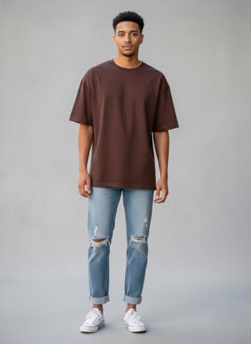 Image of Besick Oversized Plain Cotton Drop Shoulder Baggy fit Tshirt for Men