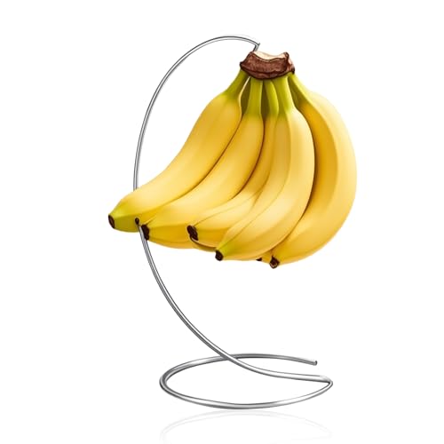 NYHWBI Metal Banana Hanger Tree 26cm Banana Holder Stand Fresh Modern Bananas Hanger Hook Stainless Steel Fruit Rack for Kitchen Counter (Silver)