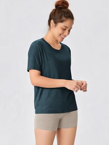 Image of ODODOS Women's Performance Cropped Tee Ultra Soft odSTRATUM Tech Short Sleeve Relaxed Top Crew Neck T-Shirts