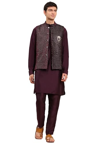 Mens Indian Traditional Cotton Kurta Set With Velvet Jacket (Waistcoat) For Men (C-115)