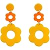 Acrylic Yellow Daisy Flower Earrings - Resin Flowers Drop Earrings Sweet Y2k Yellow Flowers 60/70s Style