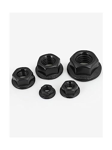 AVCITY éCrous à Flasque écrou à Embase Hexagonale M2 M3 M4 M5 M6 M8 M10 M12 M16 écrous De Blocage Noirs Hexagonaux Carbone Noir éCrou à Bride