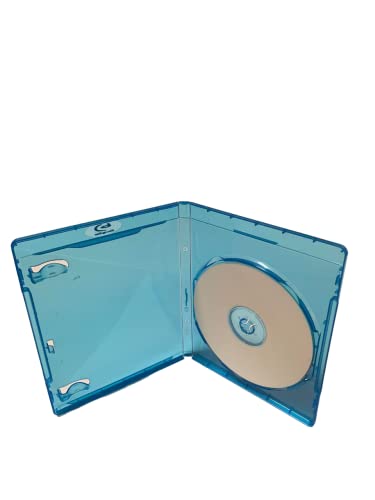 Todomedia Standard 12Mm Single (1-Disc Capacity) Blu-Ray Case With Screen Printed Log And Clear Wrap Around Sleeve, 12Mm 1-Disc Blue Blu-Ray Dvd Disc Case For Cd/Dvd Discs (5-Pack) #TOP9