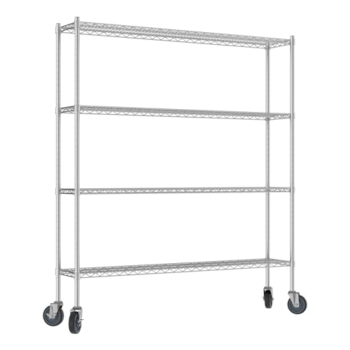 QUIET BOOK Commercial NSF Listed Chrome Mobile Wire Shelving Kit 12