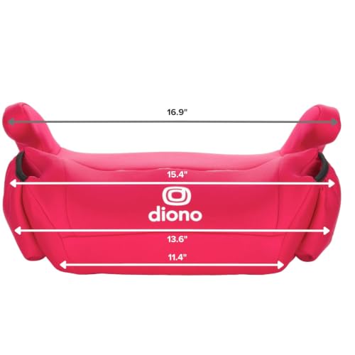 Image of Diono Solana, No Latch, Single Backless Booster Car Seat, Lightweight, Machine Washable Covers, Cup Holders, Pink Cotton Candy