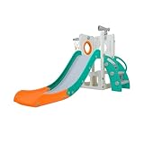 Freso Baby Playground Infantil 4x1 Mini Mundo Spring 1 Torre, Para Crianças de 1 a 4 anos, Compacto e Fácil Montagem, com Escorregador, Cesta de Basquete e Bola, Escalada, Luneta