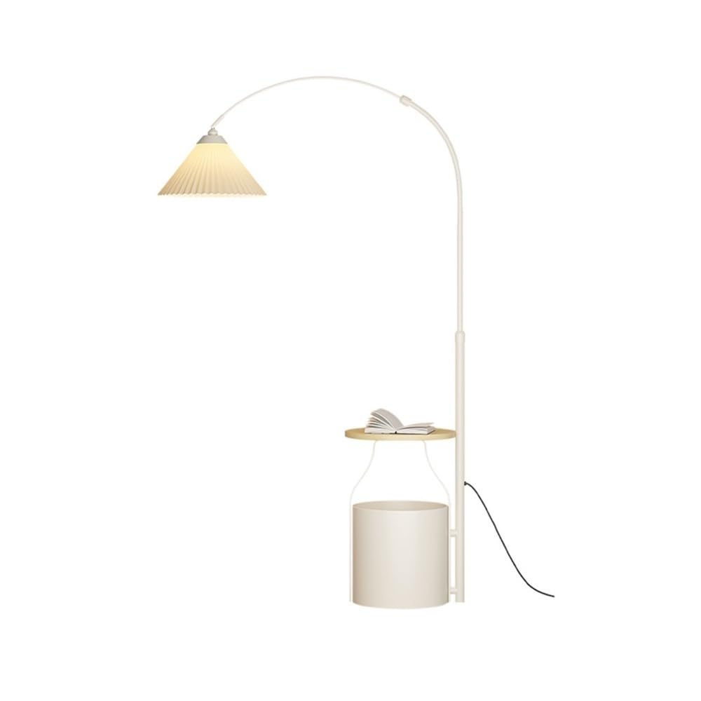 Jian1004 Floor Lamp, Floor Lamp with Shelves, Mid Century Modern Standing Lamps, End Table with Attached for Living Room Bedroom(Beige)