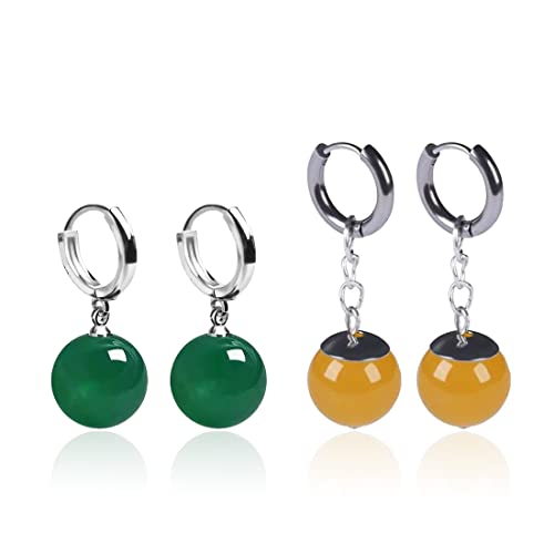 2 Pares Pendientes Vintage de Anime con Incrustaciones de Ágata A...