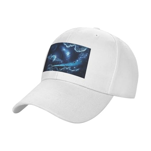 Casquette de baseball ajustable adulte motif espace visière plate