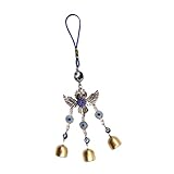 Happyyami 合製ブルーアイ猫頭鷹チャーム 鈴付きハンギング飾り 車用バックミラー バッグ用エビルアイ保護オーナメント