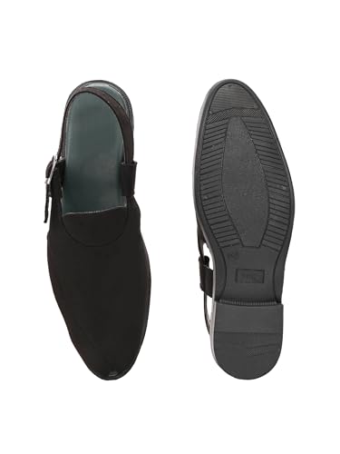 Image of Men Ethnic Peshawari Velvet Sandals | Synthetic Leather Slip-On Footwear for Wedding, Parties | Lightweight Traditional Outdoor Sandals for Men