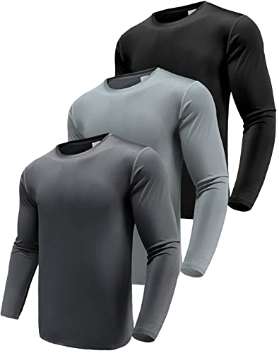 Herren 3er Pack Funktionsshirt Langarm-T-Shirts, UPF 50+ Sonnenschutz...