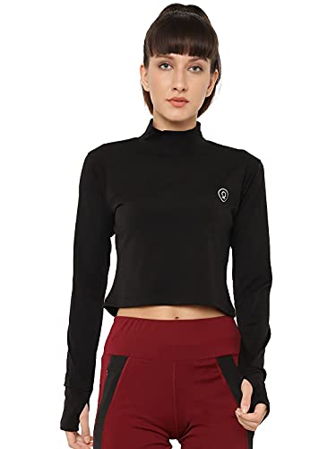 Image of CHKOKKO Women's Polyester Regular Fit Round Neck Full Sleeves Gym Crop Top