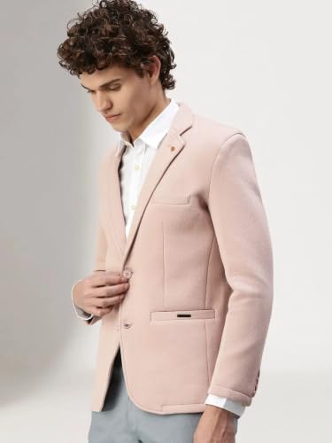 Image of SHOWOFFFF Men Solid Single Breasted Casual Blazer | Notched Lapel Full Sleeves Cotton Blazer for Mens | Slim Fit Regular Length Blazer for Men's