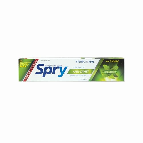 Image of 3 Pack: Spry Xylitol Toothpaste, Fluoride-Free, Natural Spearmint, Anti-Plaque and Tartar Control, 5 oz (3 Pack)