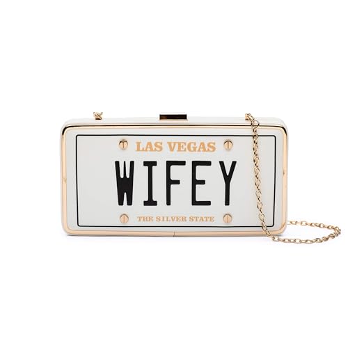 CENTALI Wifey Clutch Purse for Bachelorette Party – Bridal Shower Gift for Bride, Fiancée, Wife, Girl Friend, Women’s Evening Bag with Gold Chain Strap