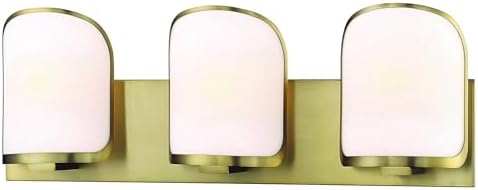 Minka Lavery 2453-695 Bishop Crossing Vanity Bath Light, 3-Light, 180 Total Watts, 24.5-in H x 8.88-in W, Soft Brass