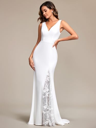 Ever-Pretty Women's Simple Mermaid Wedding Dress for Bride Floor-Length Sleeveless with Train 01943-PH4