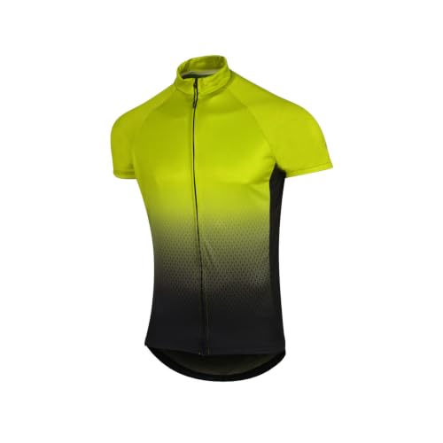 Treer Maillot de Ciclismo Manga Corta Hombre, Camiseta Deportiva para Bicicleta de Verano, Unisex Ropa Ciclista Transpirable Secado Rápido, para MTB y Ciclismo de Ruta (Negro Amarillo L1,S)