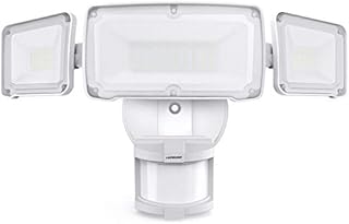 LEPOWER 35W LED Security Lights Motion Sensor Light Outdoor, 3500LM Motion Security Light, 5500K, IP65 Waterproof, 3 Head Motion Detected Flood Light for Garage, Yard, Porch (White)