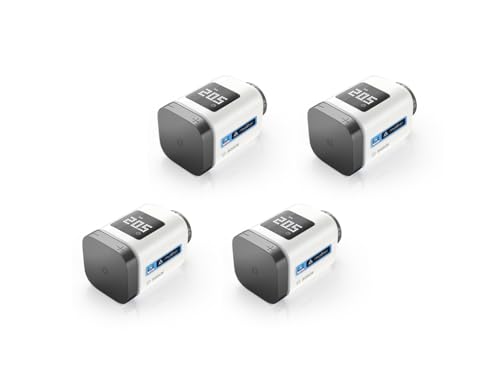 Bosch Smart Home Heizkörperthermostat II [+M], smartes Thermostat, Flexible Nutzung im Bosch Smart Home System oder in herstellerübergreifend in Matter, anthrazit Systemen (Packung mit 4)
