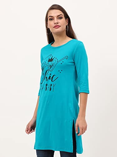 Image of FLEXIMAA Women's Cotton Printed Round Neck 3 /4 Sleeve Color Size Long Top