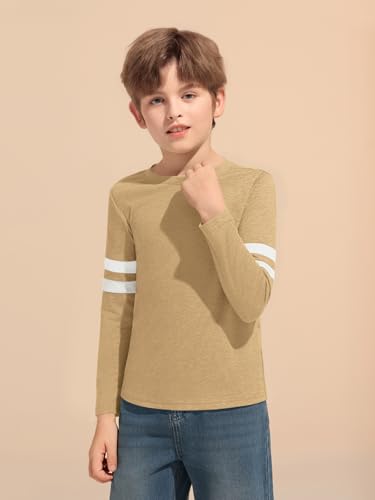 Image of Haloumoning Boys Long Sleeve Shirts Kids Crewneck T Shirts Casual Striped Tops Tees 5-14 Years