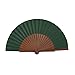 Éventail espagnol artisanal - Bois et coton - Vert - Complément de mode d'été pour femme - Petite taille pour sac à main