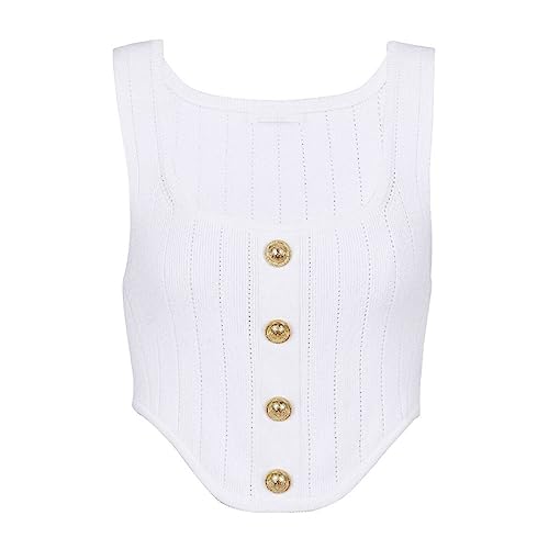 Niiyyjj Women Sleeveless 3 Colors Spuare Collar Irregular Hem Short Streetwear Knitted Tank Vest Tops2
