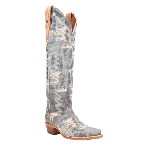 Dan Post Boots Womens Camo Darlin' Pointed Toe Zippered Casual Boots Over the Knee Low Heel 1-2" - Green2
